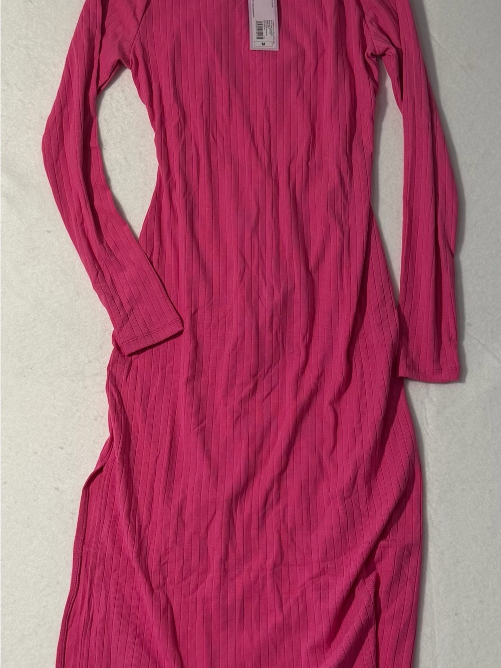 wild fable Long Sleeve Ribbed Midi Dress - Fuchsia Pink with back cutout